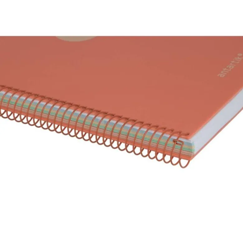 CUADERNO ESPIRAL ANTARTIK MICRO A4 TAPA FOAM 120H 90GR CUADRO 5MM 5 BANDAS 4 TALADROS COLOR CORAL