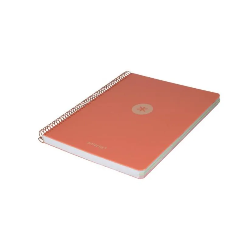 CUADERNO ESPIRAL ANTARTIK MICRO A4 TAPA FOAM 120H 90GR CUADRO 5MM 5 BANDAS 4 TALADROS COLOR CORAL