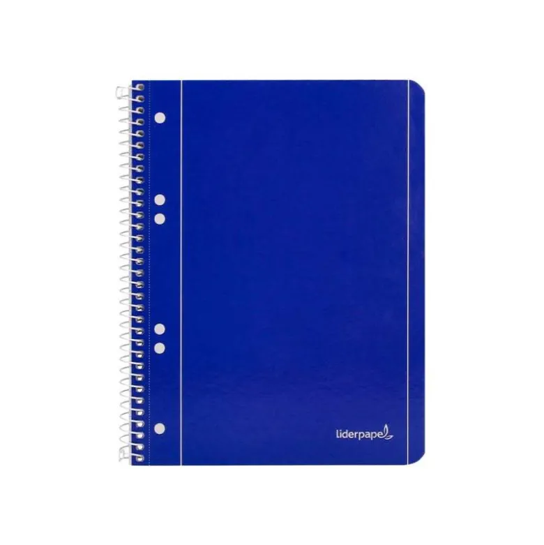 Cuaderno espiral Liderpapel Din A5 micro serie azul tapa blanda 80h 75 gr horizontal 6 taladros azul
