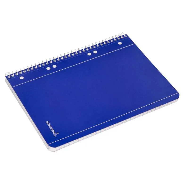 Cuaderno espiral Liderpapel Din A5 micro serie azul tapa blanda 80h 75 gr horizontal 6 taladros azul