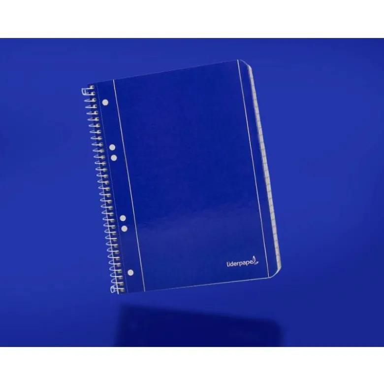 Cuaderno espiral Liderpapel Din A5 micro serie azul tapa blanda 80h 75 gr horizontal 6 taladros azul