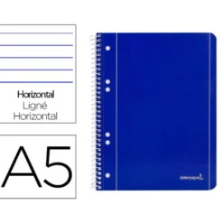 Cuaderno espiral Liderpapel Din A5 micro serie azul tapa blanda 80h 75 gr horizontal 6 taladros azul