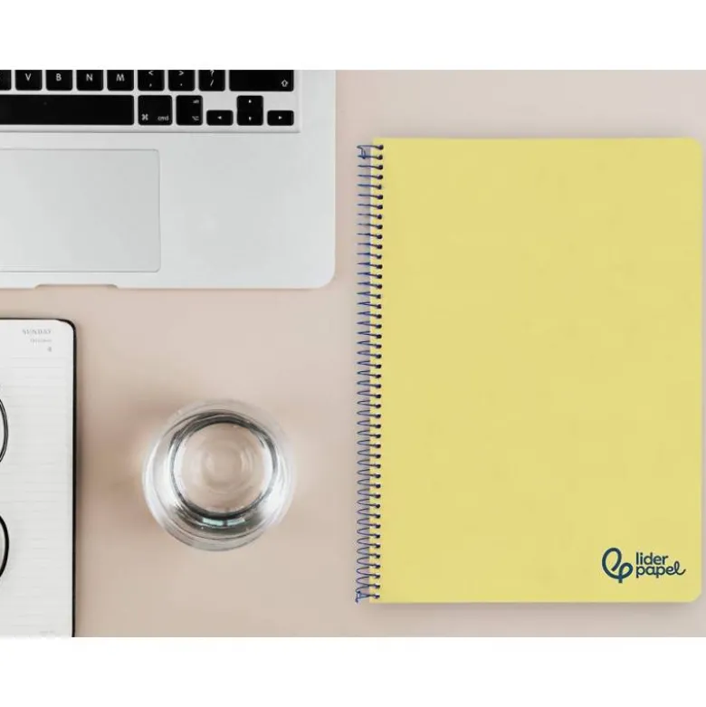 CUADERNO ESPIRAL LIDERPAPEL A4 WONDER TAPA PLASTICO 80H 90GR PAUTA ESTRECHA 2,5MM CON MARGEN COLOR AMARILLO