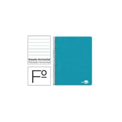 Cuaderno espiral liderpapel write folio tapa blanda 80h 60gr rayado horizontal con margen color turquesa