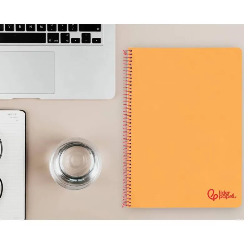 CUADERNO ESPIRAL LIDERPAPEL A4 WONDER TAPA PLASTICO 80H 90GR PAUTA ESTRECHA 2,5MM CON MARGEN COLOR NARANJA