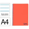 CUADERNO ESPIRAL LIDERPAPEL A4 WONDER TAPA PLASTICO 80H 90GR PAUTA ESTRECHA 2,5MM CON MARGEN COLOR ROJO