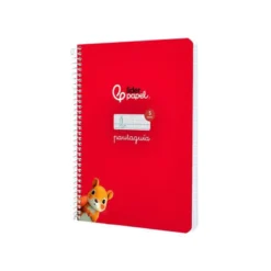 CUADERNO ESPIRAL LIDERPAPEL DI N A5 PAUTAGUIA TAPA DURA 80H 90 GR CUADRO PAUTADO 5MM COLOR ROJO