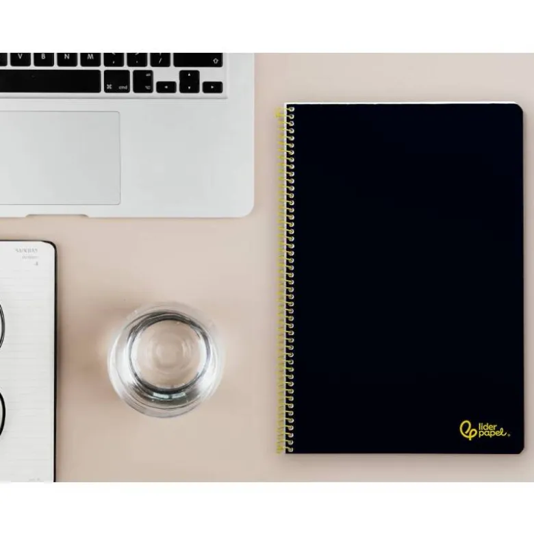 CUADERNO ESPIRAL LIDERPAPEL DIN A4 SMART TAPA BLANDA 80H 75GR RAYADO HORIZONTAL CON MARGEN COLOR NEGRO