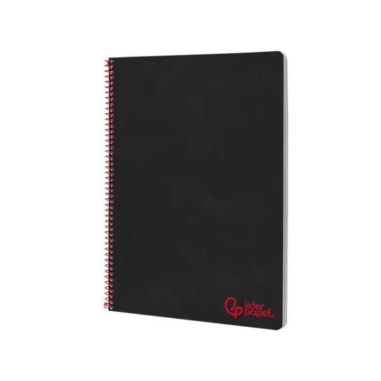 CUADERNO ESPIRAL LIDERPAPEL A4 WONDER TAPA PLASTICO 80H 90GR PAUTA ANCHA 3,5MM CON MARGEN COLOR NEGRO