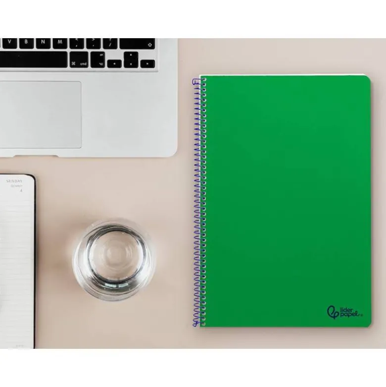 CUADERNO ESPIRAL LIDERPAPEL DIN A4 SMART TAPA BLANDA 80H 75GR PAUTA 3,5MM CON MARGEN COLOR VERDE