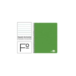Cuaderno espiral liderpapel write folio tapa blanda 80h 60gr rayado horizontal con margen color verde