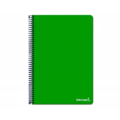 Cuaderno espiral liderpapel write folio tapa blanda 80h 60gr rayado horizontal con margen color verde