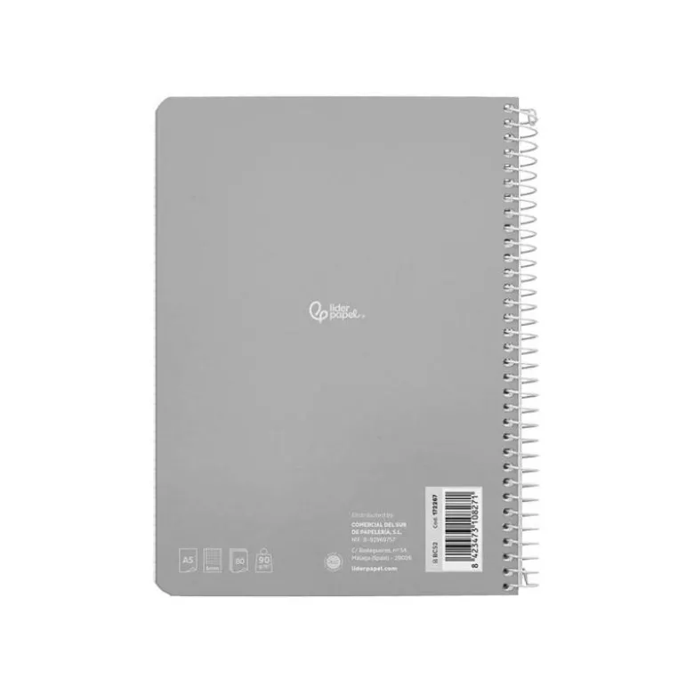 CUADERNO ESPIRAL LIDERPAPEL DIN A5 WITTY TAPA DURA 80H 90GR CUADRO 6MM CON MARGEN COLORES SURTIDOS