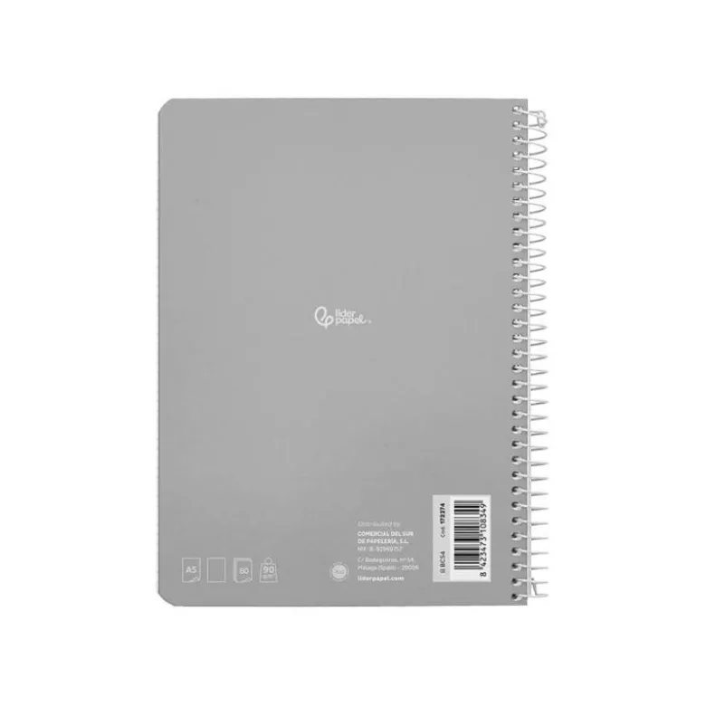 CUADERNO ESPIRAL LIDERPAPEL DIN A5 WITTY TAPA DURA 80H 90GR LISO SIN MARGEN COLORES SURTIDOS