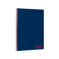CUADERNO ESPIRAL LIDERPAPEL A4 WONDER TAPA PLASTICO 80H 90GR PAUTA ANCHA 3,5MM CON MARGEN COLOR AZUL MARINO