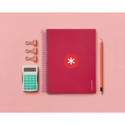 CUADERNO ESPIRAL LIDERPAPEL A5 MICRO ANTARTIK TAPA FORRADA120H 90 GR CUADRO 5MM 5 BANDAS6 TALADROS COLOR FRAMBUESA