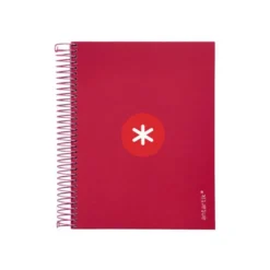CUADERNO ESPIRAL LIDERPAPEL A5 MICRO ANTARTIK TAPA FORRADA120H 90 GR CUADRO 5MM 5 BANDAS6 TALADROS COLOR FRAMBUESA