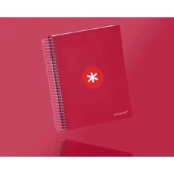 CUADERNO ESPIRAL LIDERPAPEL A5 MICRO ANTARTIK TAPA FORRADA120H 90 GR CUADRO 5MM 5 BANDAS6 TALADROS COLOR FRAMBUESA
