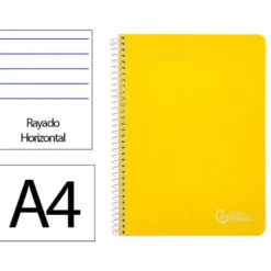 CUADERNO ESPIRAL LIDERPAPEL DIN A4 WITTY TAPA DURA 80H 90GR RAYADO HORIZONTAL CON MARGEN COLOR AMARILLO