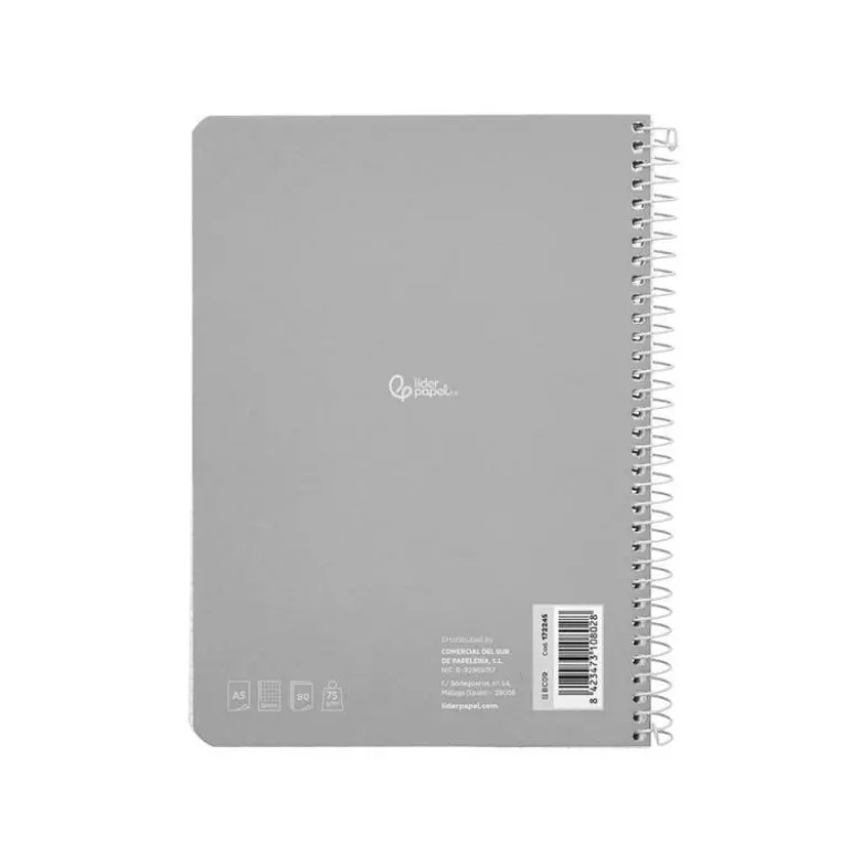 CUADERNO ESPIRAL LIDERPAPEL DIN A5 SMART TAPA BLANDA 80H 75GR CUADRO 8MM CON MARGEN COLORES SURTIDOS
