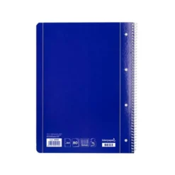 Cuaderno espiral liderpapel a4 micro serie azul tapa blanda 80h 80 gr cuadro5mm con margen 4 taladros color azul