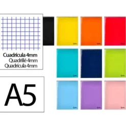 CUADERNO ESPIRAL LIDERPAPEL DIN A5 APAISADO SMART TAPA BLANDA 80H 75GR CUADRO 4MM CON MARGEN COLORES SURTIDOS