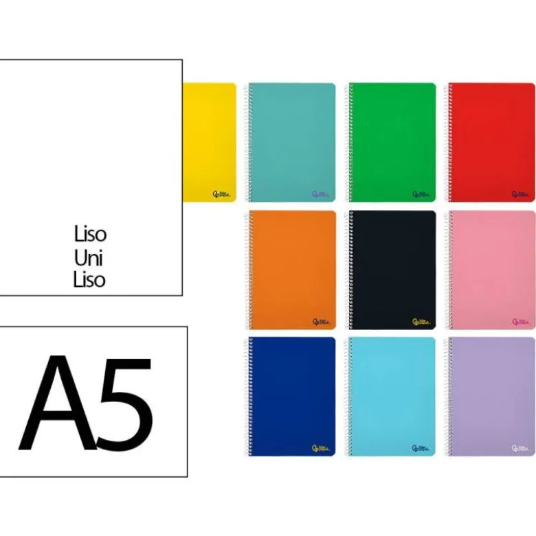 CUADERNO ESPIRAL LIDERPAPEL DIN A5 SMART TAPA BLANDA 80H 75GR LISO SIN MARGEN COLORES SURTIDOS
