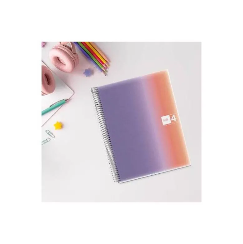 CUADERNO ESPIRAL MIQUELRIUS DIN A4 120 HOJAS 70 GR CUADRO 5 MM TAPA POLIPROPILENO AURORA PROVENCE