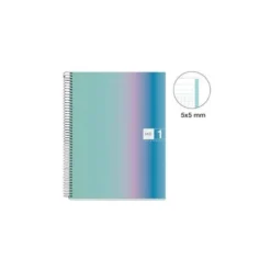 CUADERNO ESPIRAL MIQUELRIUS DIN A4 80 HOJAS 90 GR CUADRO 5 MM TAPA FORRADA AURORA SANTORINI