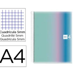 CUADERNO ESPIRAL MIQUELRIUS DIN A4 120 HOJAS 70 GR CUADRO 5 MM TAPA POLIPROPILENO AURORA SANTORINI