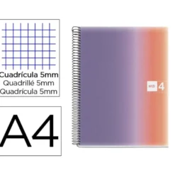 CUADERNO ESPIRAL MIQUELRIUS DIN A4 80 HOJAS 90 GR CUADRO 5 MM TAPA FORRADA AURORA PROVENCE
