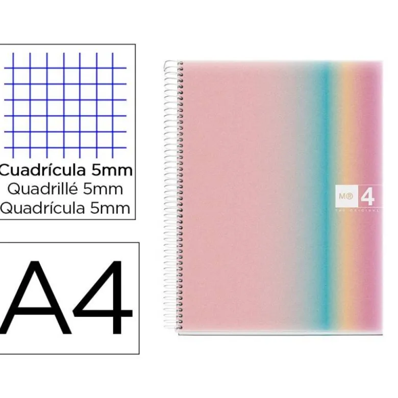 CUADERNO ESPIRAL MIQUELRIUS DIN A4 80 HOJAS 90 GR CUADRO 5 MM TAPA FORRADA AURORA WEST
