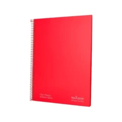 CUADERNO ESPIRAL NAVIGATOR A4 MICRO TAPA FORRADA 80H 80GR CUADRO 5MM 1 BANDA COLOR ROJO