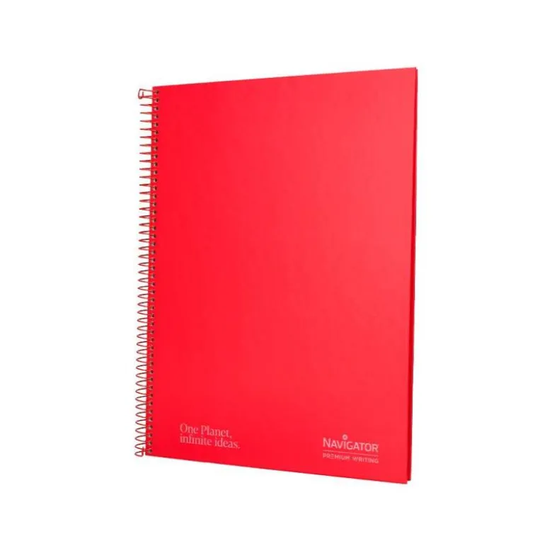 CUADERNO ESPIRAL NAVIGATOR A4 MICRO TAPA FORRADA 80H 80GR CUADRO 5MM 1 BANDA COLOR ROJO