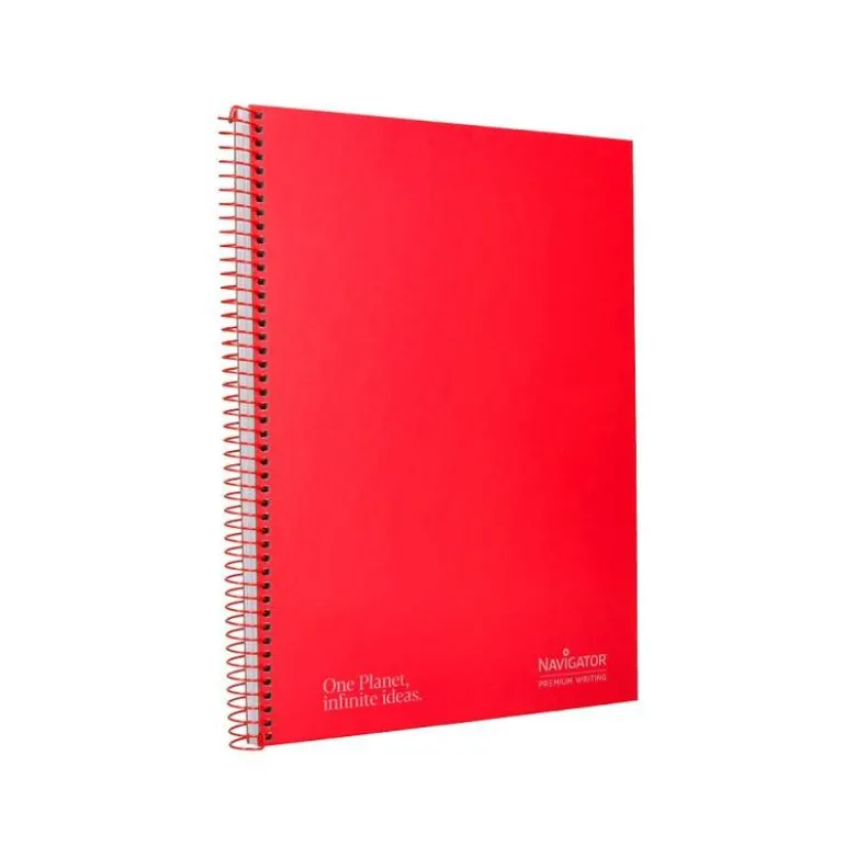 CUADERNO ESPIRAL NAVIGATOR A4 MICRO TAPA FORRADA 80H 80GR CUADRO 5MM 1 BANDA COLOR ROJO