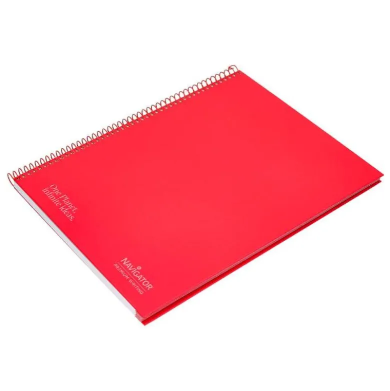 CUADERNO ESPIRAL NAVIGATOR A4 MICRO TAPA FORRADA 80H 80GR CUADRO 5MM 1 BANDA COLOR ROJO