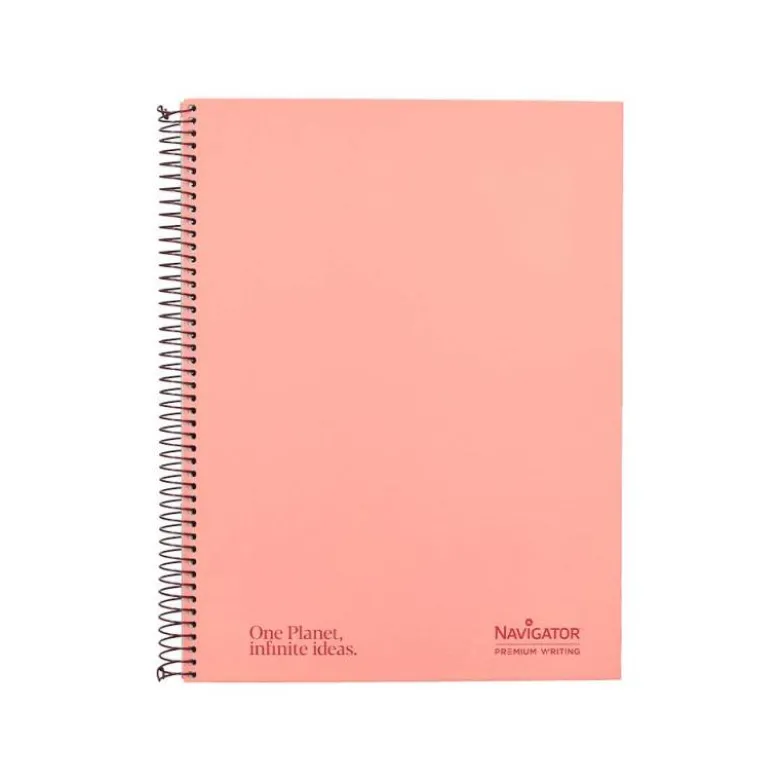 CUADERNO ESPIRAL NAVIGATOR A4 MICRO TAPA FORRADA 80H 80GR CUADRO 5MM 1 BANDA COLOR CORAL