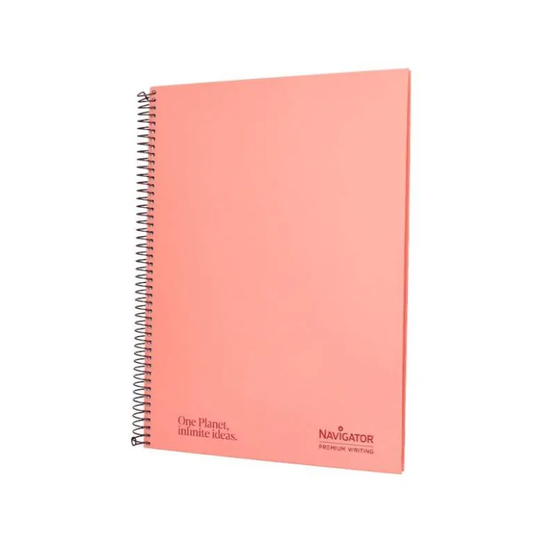 CUADERNO ESPIRAL NAVIGATOR A4 MICRO TAPA FORRADA 80H 80GR CUADRO 5MM 1 BANDA COLOR CORAL
