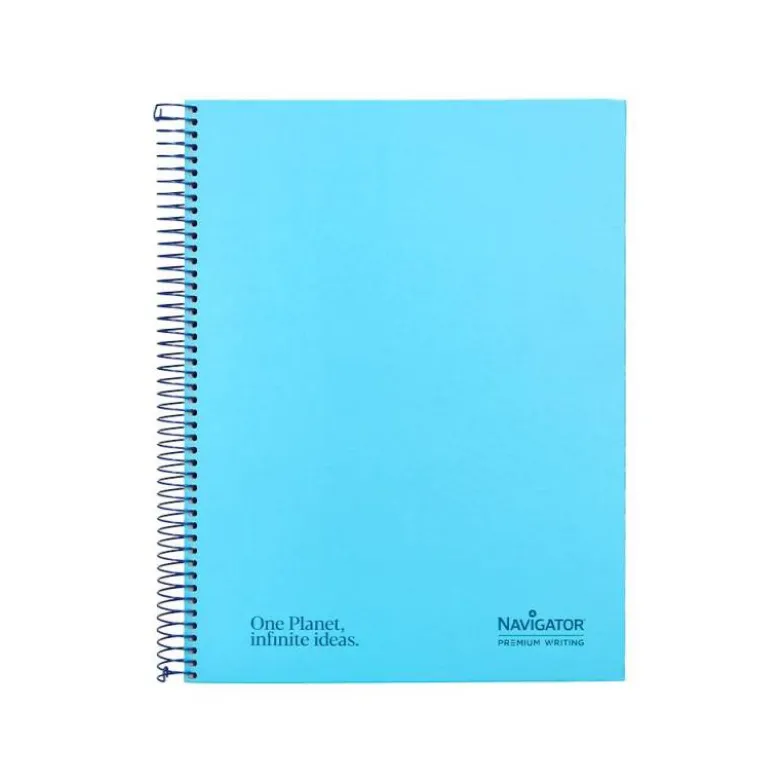 CUADERNO ESPIRAL NAVIGATOR A4 MICRO TAPA FORRADA 80H 80GR CUADRO 5 MM 1 BANDA COLOR CELESTE