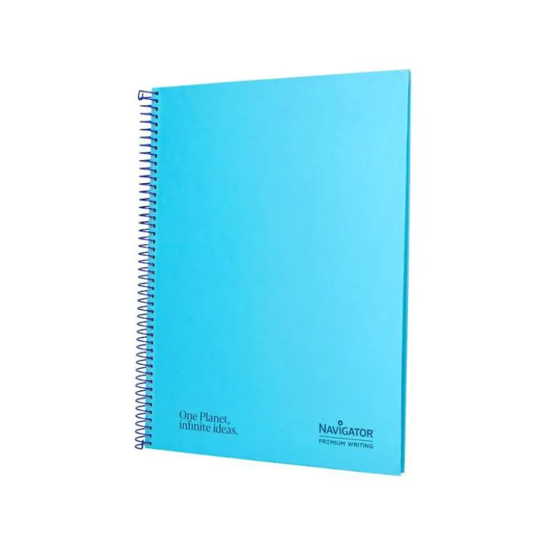 CUADERNO ESPIRAL NAVIGATOR A4 MICRO TAPA FORRADA 80H 80GR CUADRO 5 MM 1 BANDA COLOR CELESTE