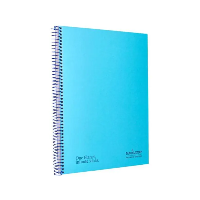 CUADERNO ESPIRAL NAVIGATOR A4 MICRO TAPA FORRADA 80H 80GR CUADRO 5 MM 1 BANDA COLOR CELESTE