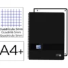 CUADERNO ESPIRAL OXFORD EUROPEANBOOK 1 LIVE&GO TAPA PLASTICO DIN A4+ 80 HOJAS CUADRO 5 MM COLOR NEGRO