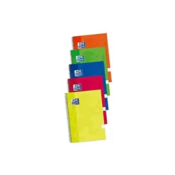 CUADERNO ESPIRAL OXFORD TAPA EXTRADURA FOLIO 80 HOJAS 90 GR CUADRO 4 MM COLORES VIVOS PACK DE 4+1 UNIDADES