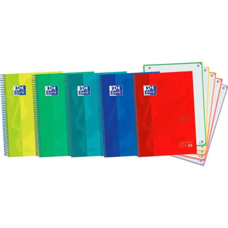 Cuaderno Oxford Ebook 5 A4+ Colores Surtidos 120 hojas Tapa Extradura Cuadricula 5 mm