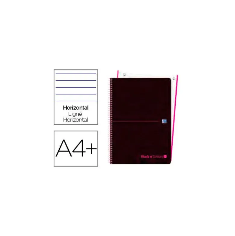 Cuaderno Oxford Ebook 1 DIN A4+ Negro y Rosa 80 hojas Tapa Plastico Rayado Horizontal