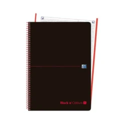 Cuaderno Oxford Ebook 1 DIN A4+ Negro y Rojo 80 hojas Tapa Plastico Rayado Horizontal
