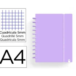 CUADERNO CARCHIVO INGENIOX FOAM A4 80H CUADRICULA MALVA PASTEL