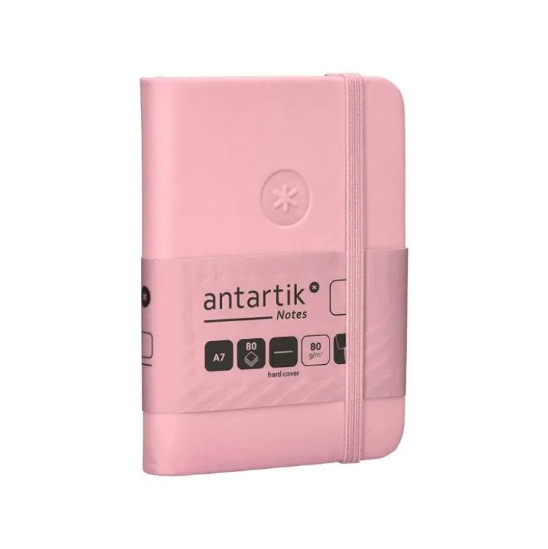 CUADERNO CON GOMILLA ANTARTIK NOTES TAPA DURA A7 HOJAS LISAS ROSA PASTEL 80 HOJAS 80 GR FSC