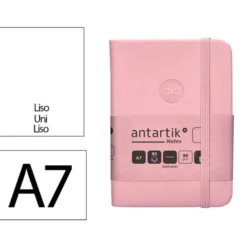 CUADERNO CON GOMILLA ANTARTIK NOTES TAPA DURA A7 HOJAS LISAS ROSA PASTEL 80 HOJAS 80 GR FSC