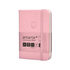 CUADERNO CON GOMILLA ANTARTIK NOTES TAPA DURA A7 HOJAS LISAS ROSA PASTEL 80 HOJAS 80 GR FSC